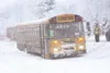 TODD L. DISHER/Frontiersman A school bus made an unscheduled
stop Tuesday in a ditch on Knik-Goose Bay Road. No injuries were
reported from the 30 students on board.