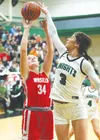 Colony's Jericho Wuestenberg tries to block a Claire Bredberg shot during a loss to Wasilla. Bruce Eggleston/matsusports.net