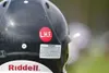 The Houston football team displays L.H.F. stickers in memory of
quarterback Beau Frank’s father, Leroy H. Frank, who died in a
motorcycle accident last week. ROBERT DeBERRY/Frontiersman