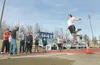ROBERT DeBERRY/Frontiersman Colony’s Matt Jaronik leaps into the
pit at Palmer High School during his junior season. The CHS senior
enters the season as the Northern Lights Conference champio