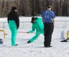 Members of the Northwest Territories Dene Games team practice their technique for the Snow Snake game prior to competing on March 12. Katie Stavick/Frontiersman