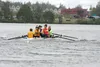 Anchorage rowers Amy Cordell, Haley Neptune, Morgan Wealti, Jessica Taft and Maria Weiss put their backs into it in the combined Men's and Women's Junior 4+ event during a racent Moose Nugget