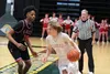 Wasilla sophomore Levi Houck drives toward the basket during the second half of a 62-45 win over East Anchorage in the ASAA/First National Bank 4A State Basketball Championships 4A boys' quar