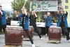 Tomodachi Daiko teachers Mari Jones and Toshio Kono led eight students in a performance of 11 traditional Japanese songs during Friday Flings in Palmer June 27. CAITLIN SKVORC/For the Frontie