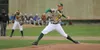 Mat-Su lefthander John Doxakis fires a pitch in his Miners debut, a 5-1 win over the Anchorage Glacier Pilots, Thursday at Hermon Brothers Field in Palmer. The Texas A&amp;M freshman allowed 