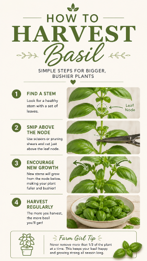 how to harvest basil, how to prune basil