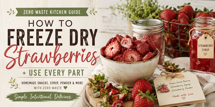 freeze dried strawberries, freeze dried fruit, zero waste kitchen, zero waste lifestyle