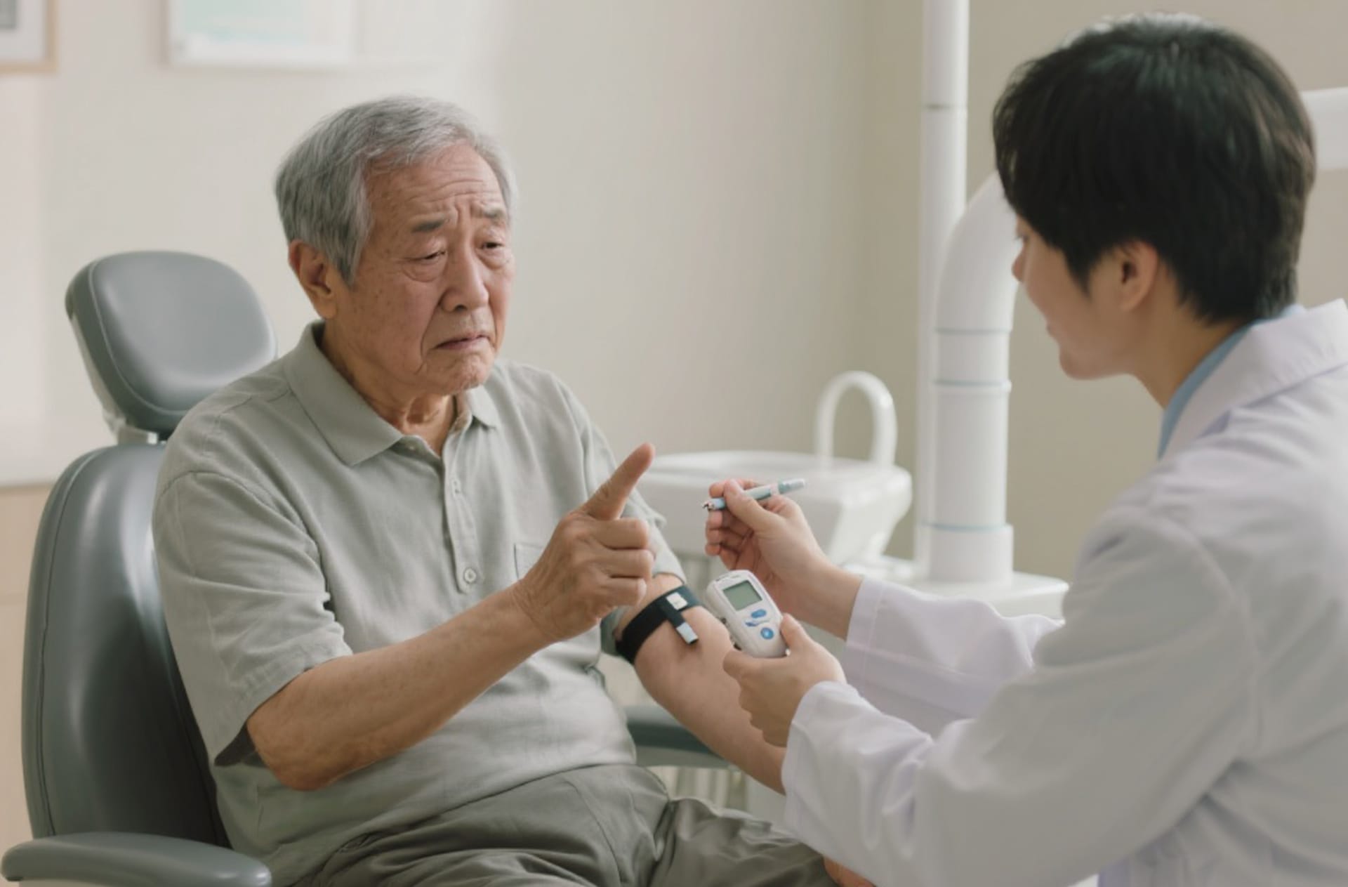 An image sequentially illustrating the relationship between diabetes and dental implants over time