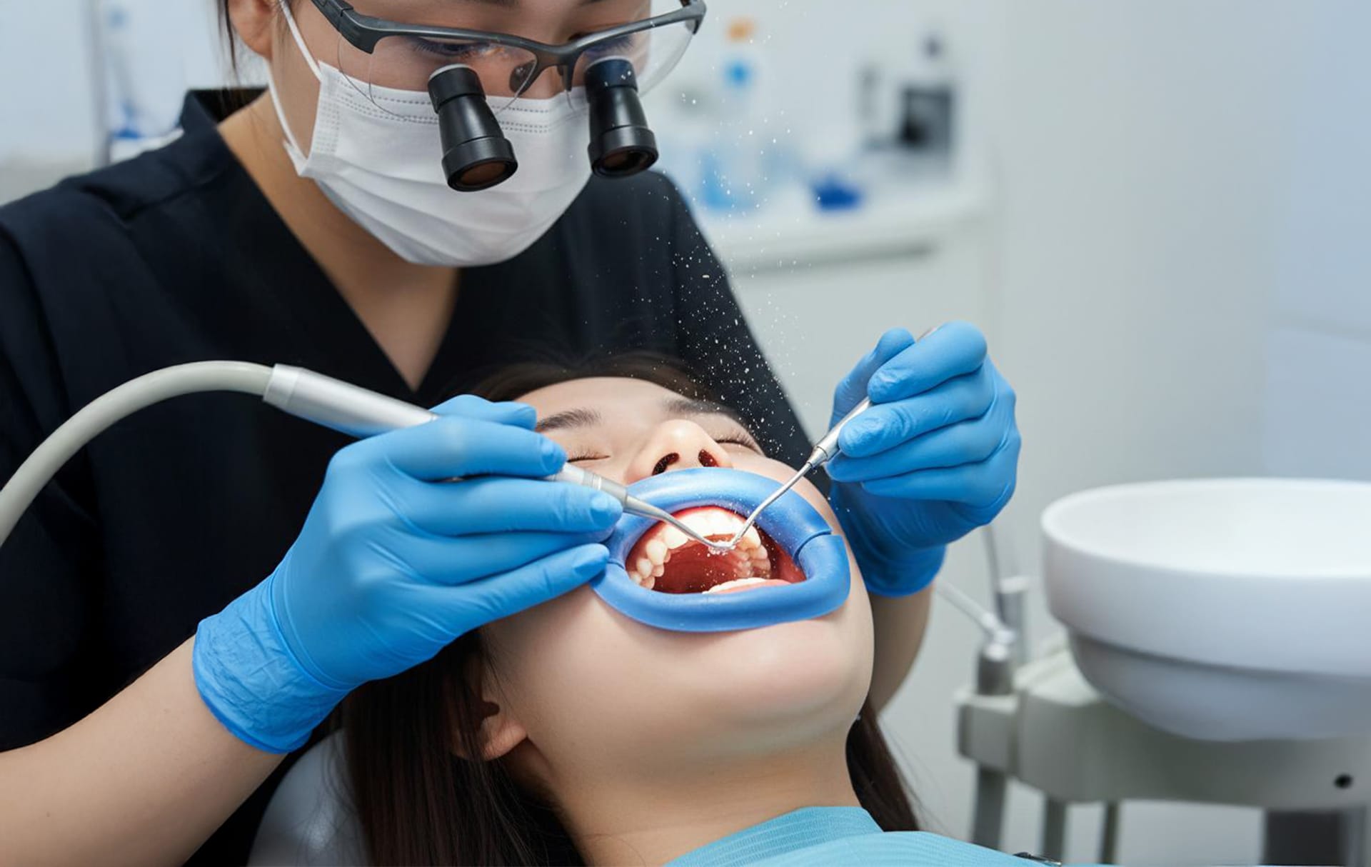 A scene showing a patient receiving dental implant re-surgery treatment