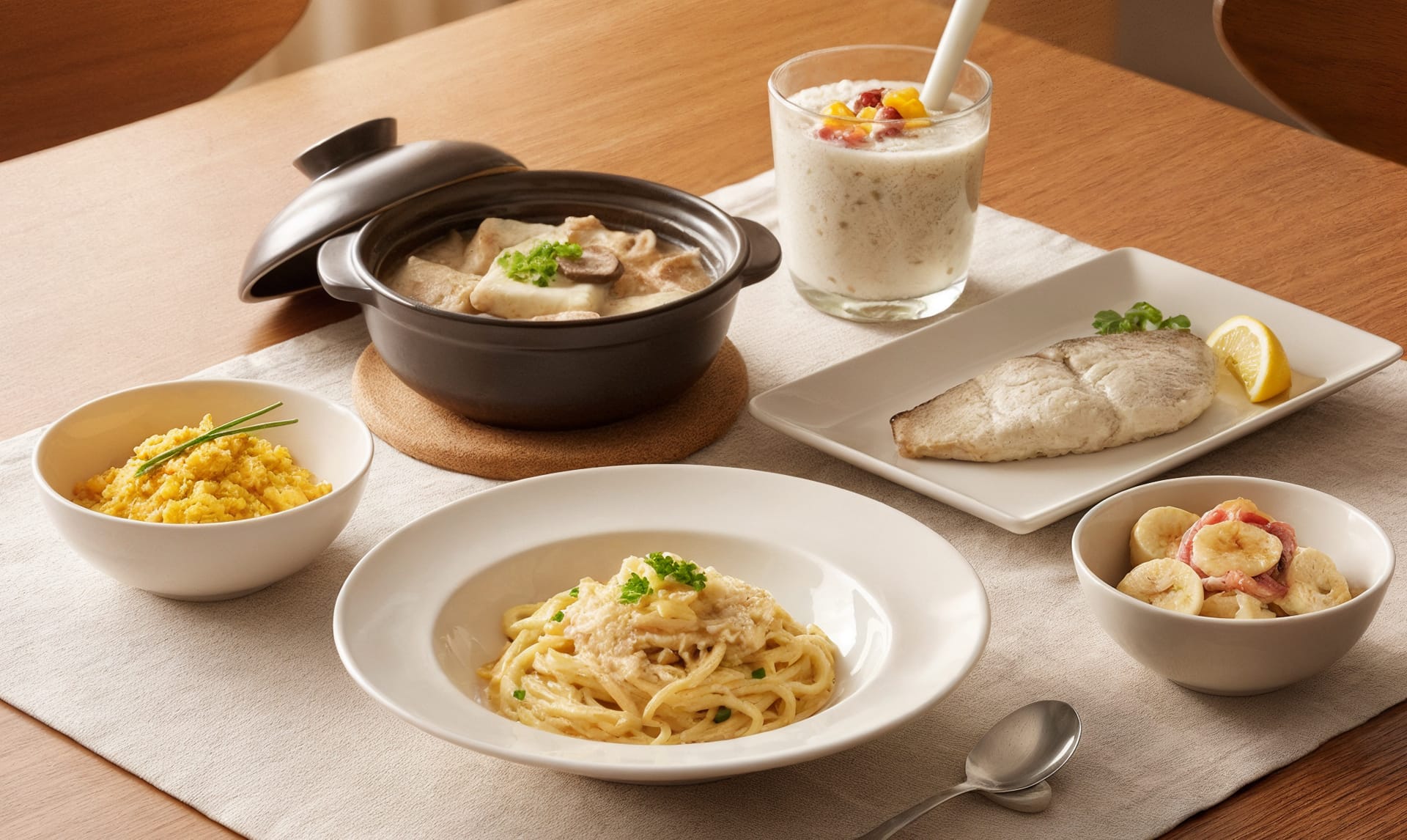 따뜻하고 영양을 고려하여 부드러운 질감으로 준비된 교정 중에도 안전하게 먹을 수 있는 식단 7가지(죽, 계란, 두부 등)