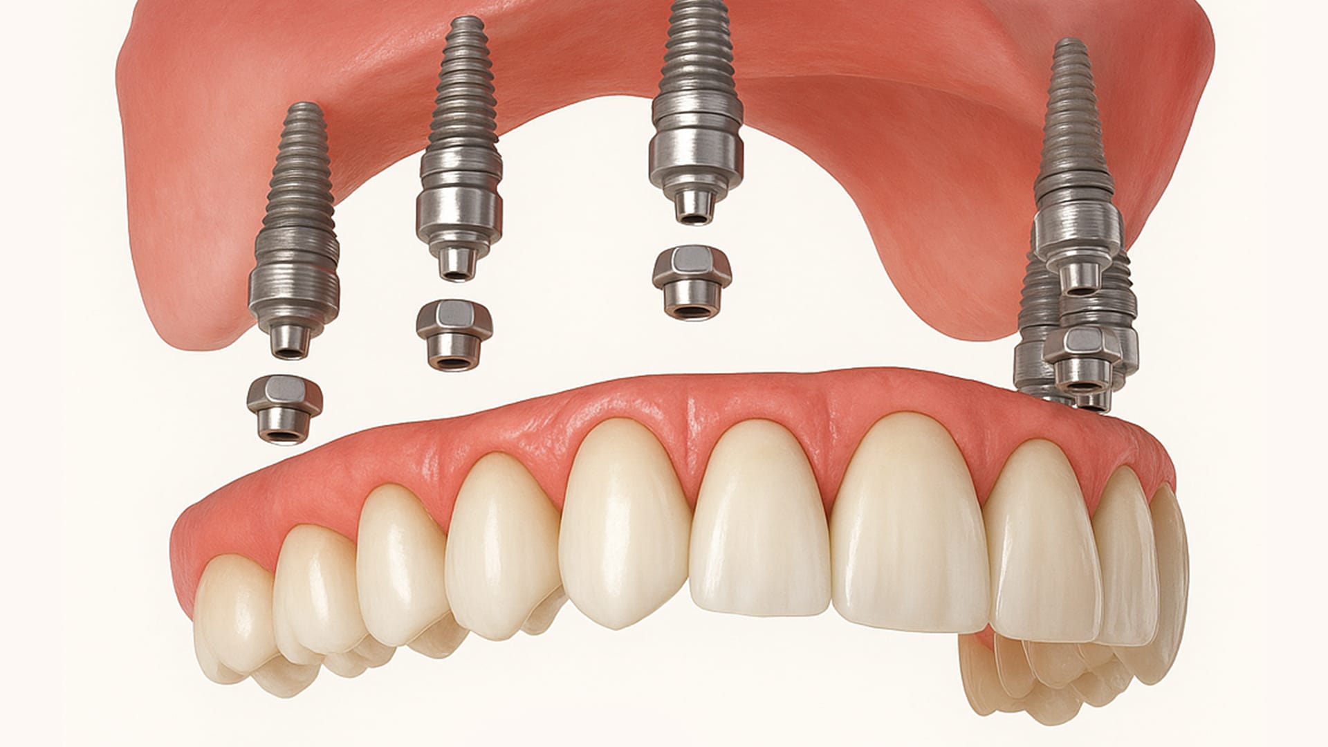 임플란트 틀니 보철물이 함께 나와있는 이미지
