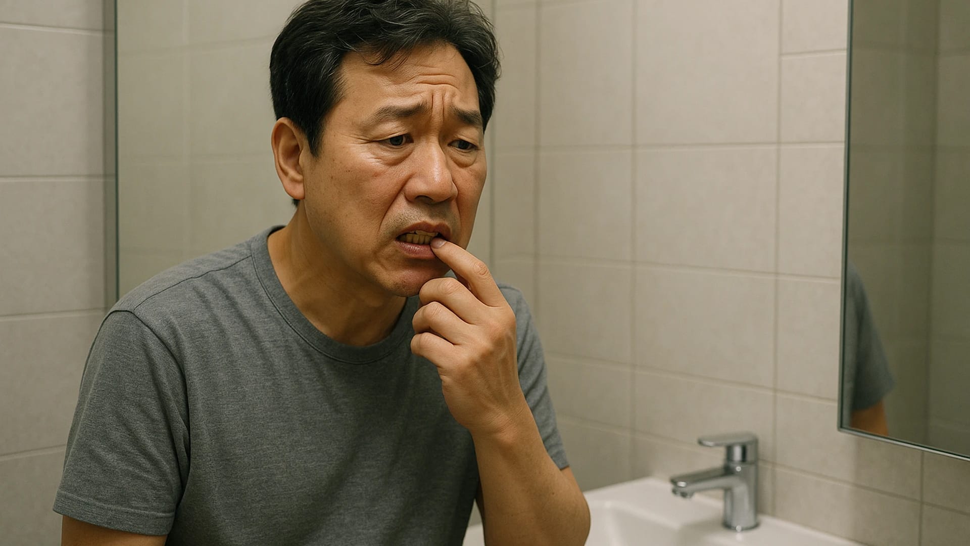 A patient experiencing pain due to sensitive teeth