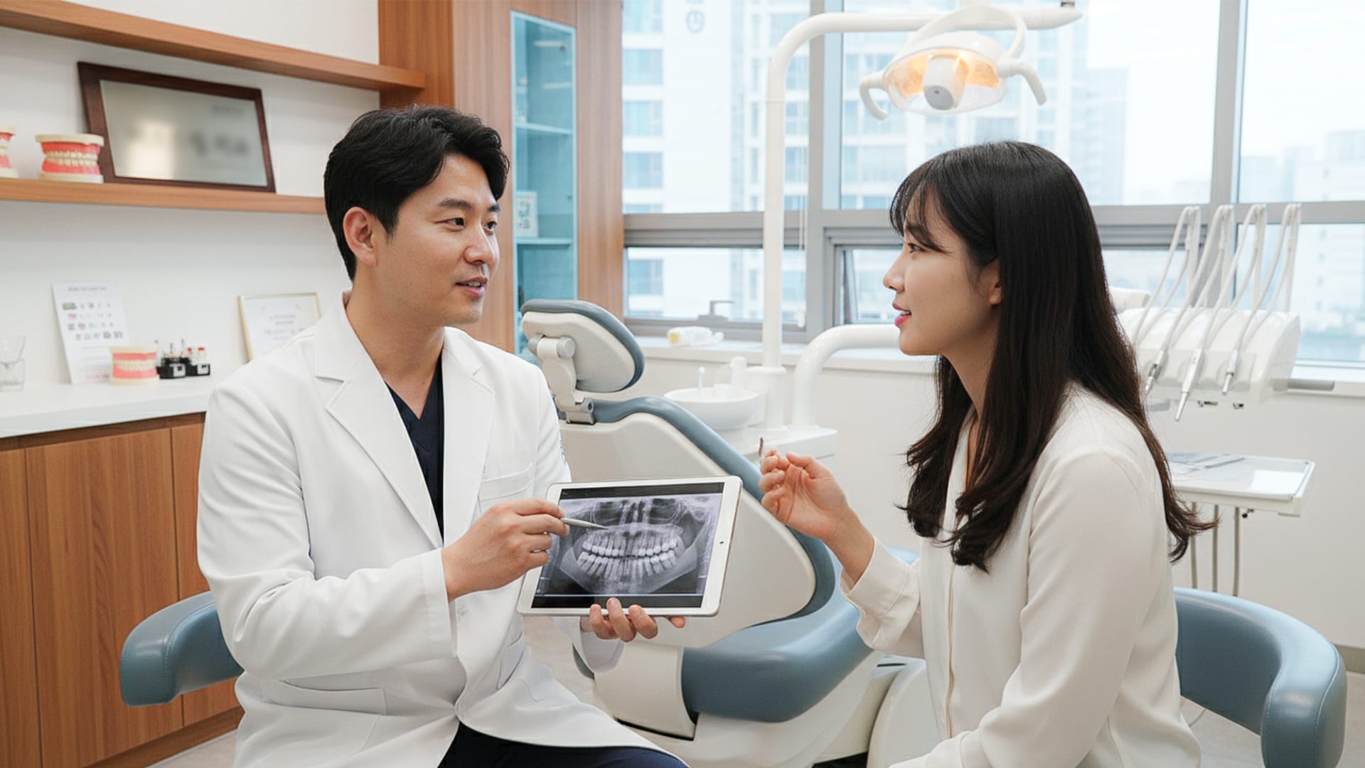 A patient with a satisfied expression after a successful dental implant procedure