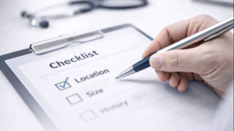 Visual representation of the thorough evaluation process to determine if a patient is eligible for active surveillance of thyroid cancer.