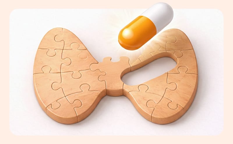 Symbolic representation of the complete care required for thyroid management through consistent treatment.