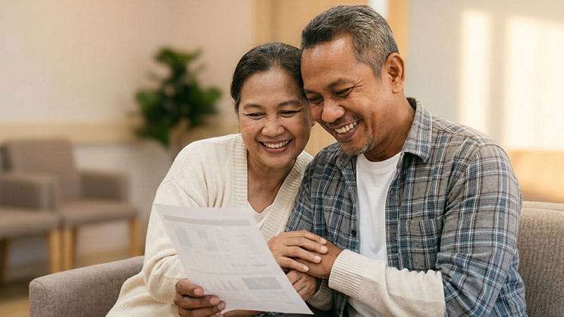 A patient resting in a comfortable dental clinic waiting room after completing their implant treatment.