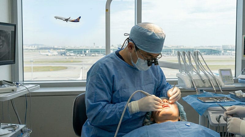 Foreign patient receiving a complex sinus lift surgery in Korea.