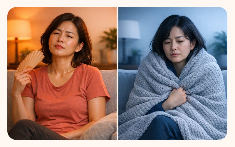 과열(항진증)'과 '식어버림(저하증) 두 증상을 대비