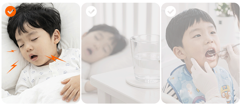 An infographic visual showing the 3 points of the self-check checklist for mouth breathing