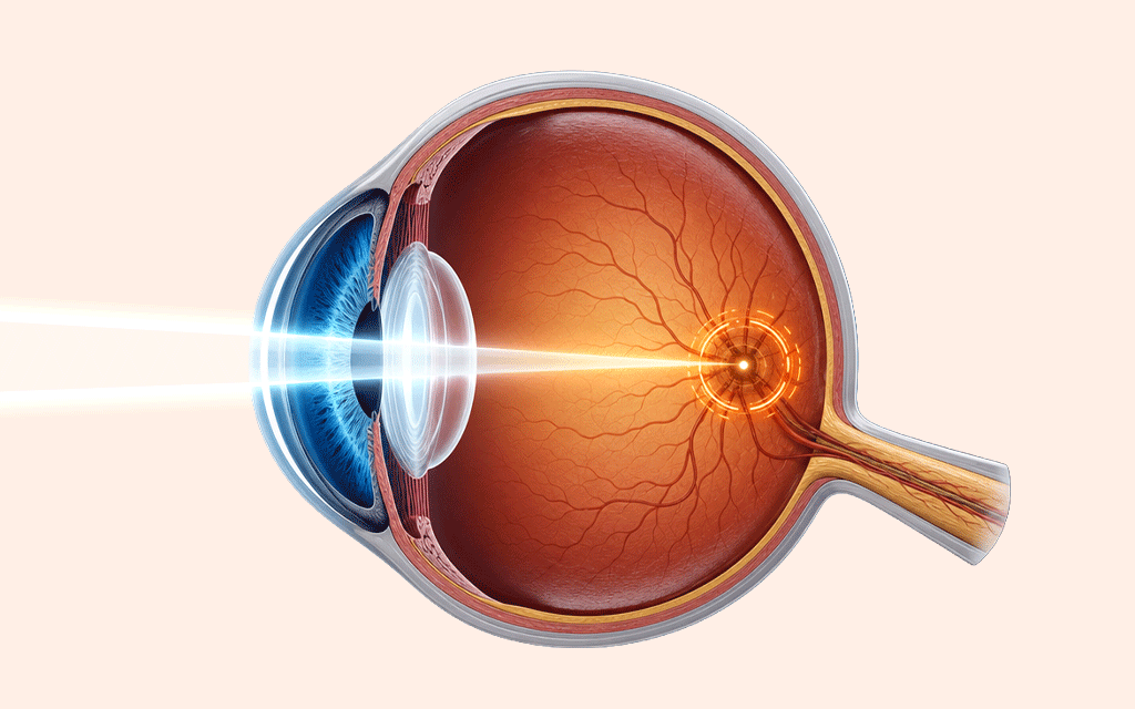 An illustration showing abnormalities in the macular region