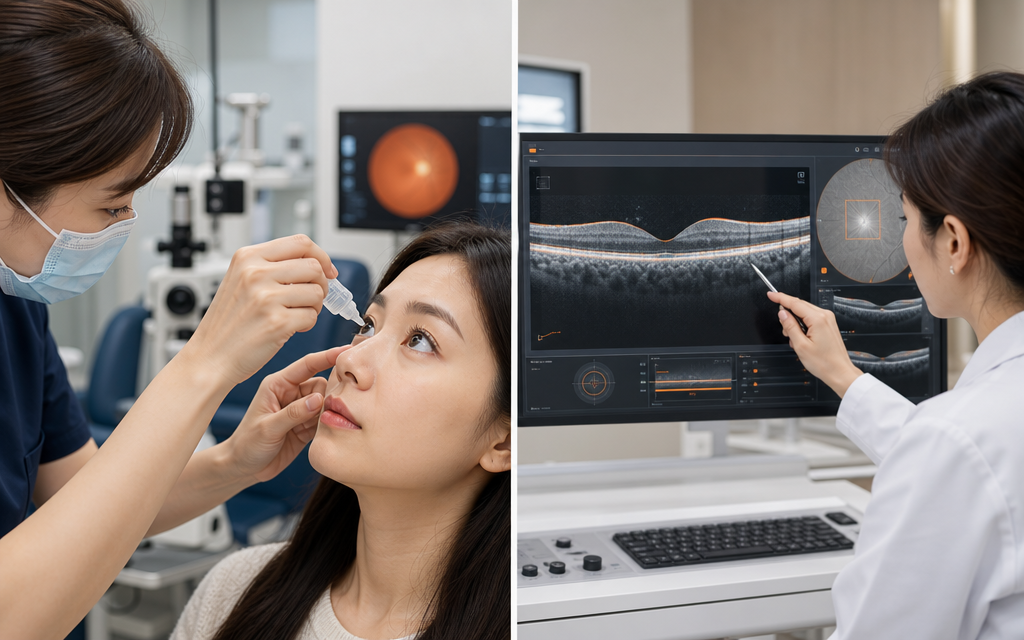 A dilated fundus examination and an OCT scan