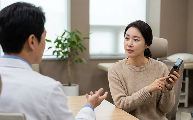 A patient preparing a list of questions before a thyroid consultation