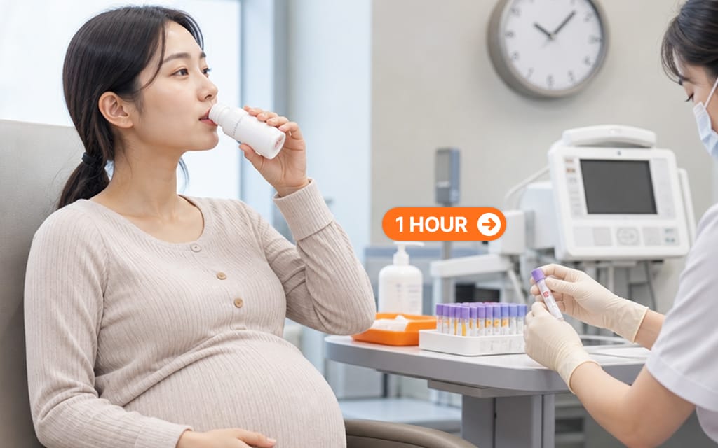 경구포도당부하검사를 진행하는 모습을 표현한 이미지