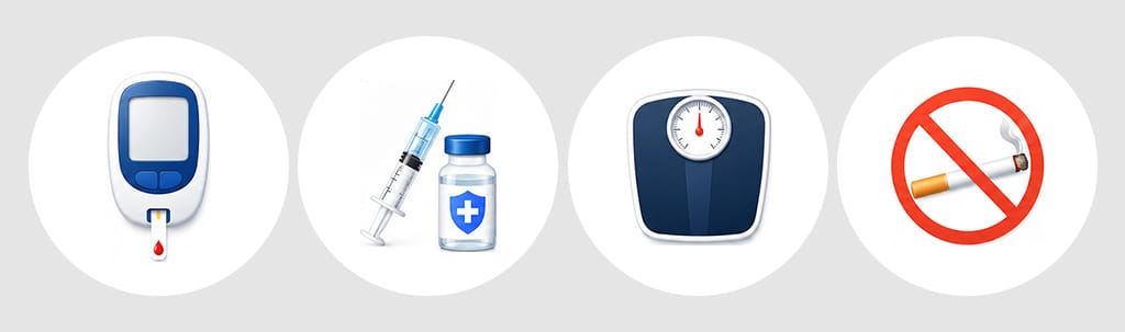 An infographic visualizing practical strategies to prevent a weakened immune system