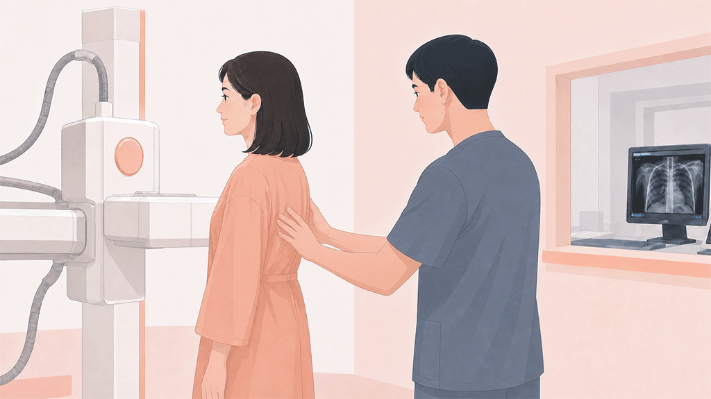 An illustrative image showing an X-ray scan being aligned with a shoulder joint