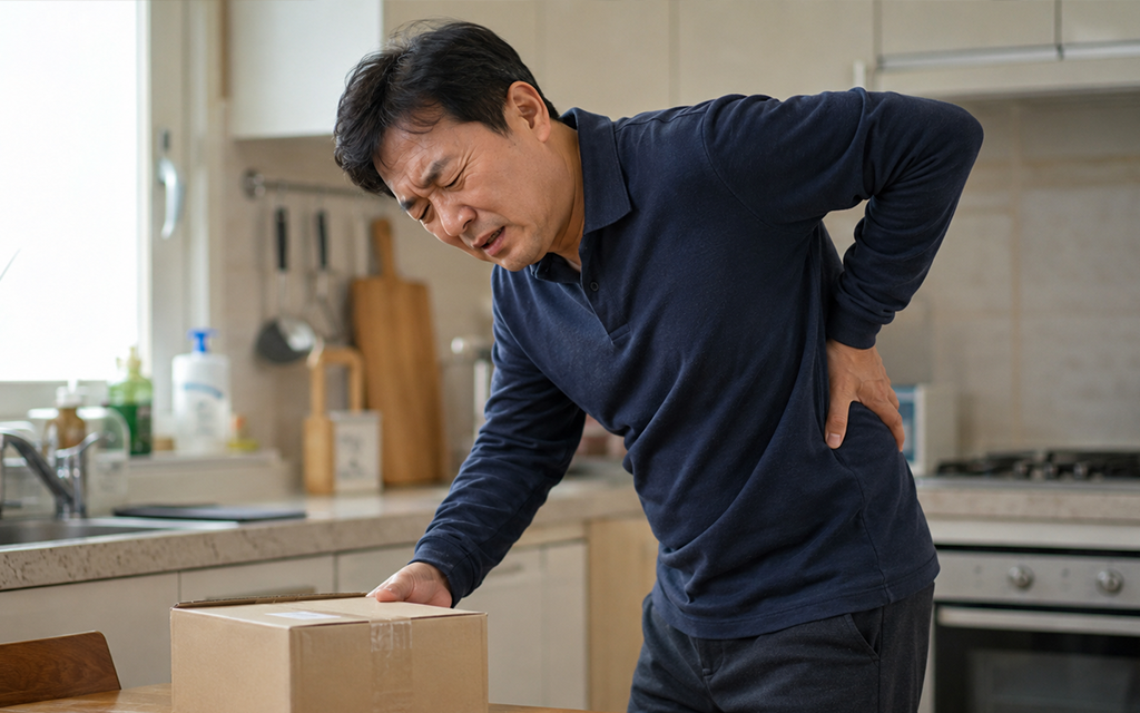 허리 통증으로 아파하는 환자