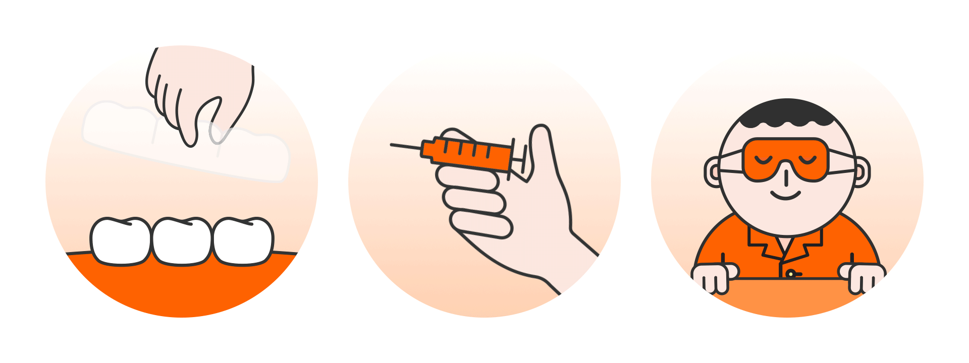 A visual icon layout presenting 3 treatments for bruxism: night guards, botulinum toxin injections, and lifestyle changes