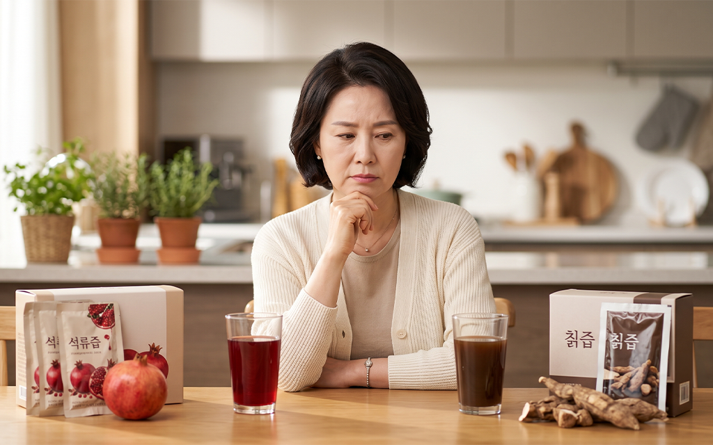 갱년기건기식｜석류즙과 칡즙이 한방 치료를 대신할 수 없는 이유