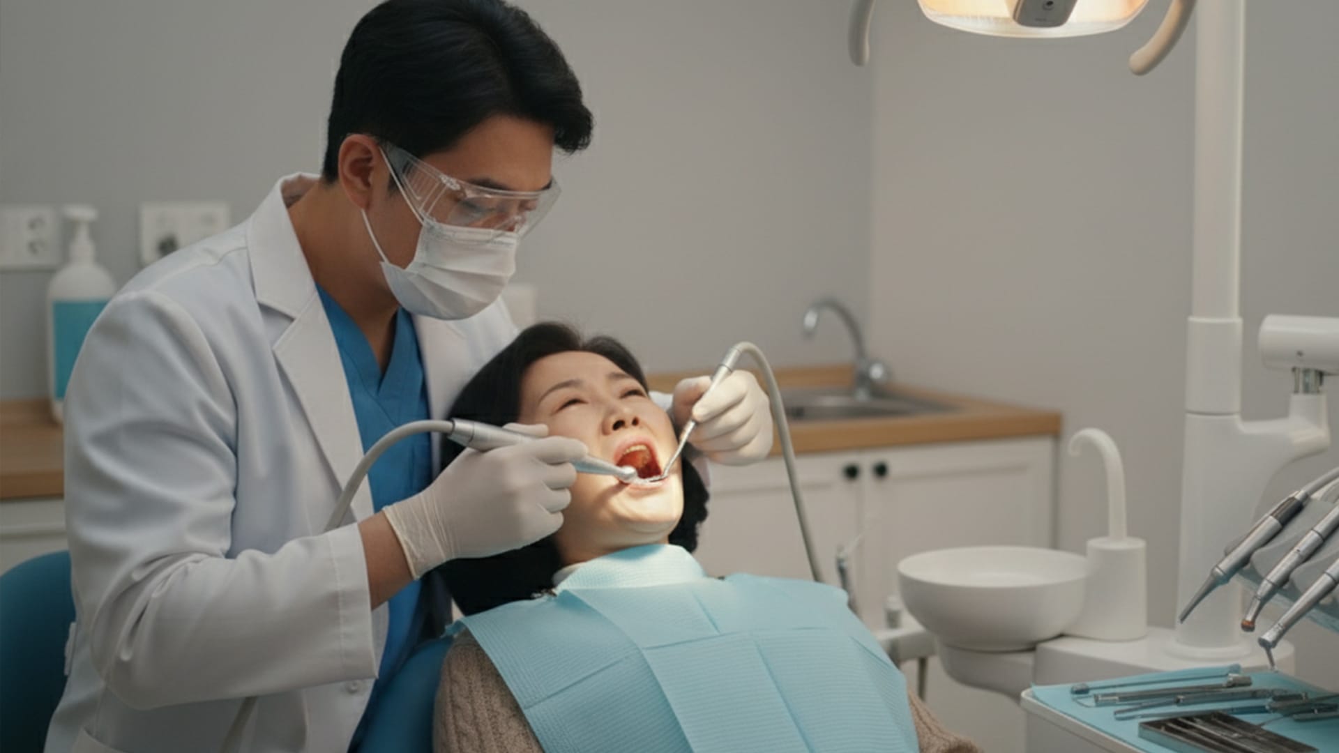 브릿지 치료를 받고 있는 환자의 모습
