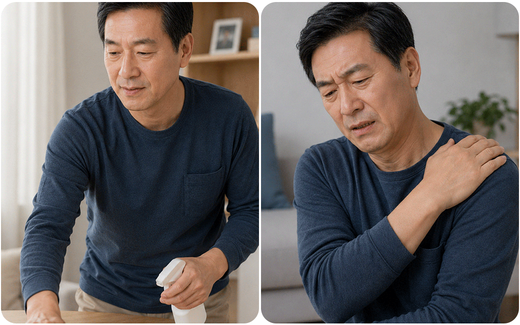 A visual comparison highlighting differences between simple muscle strain and a rotator cuff tear