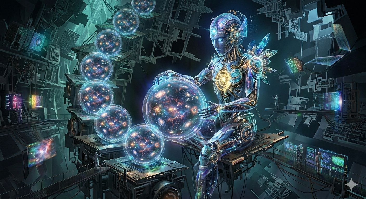 A digital hand manipulating complex holographic code and location data in a void, symbolizing a system exploit of physical reality.