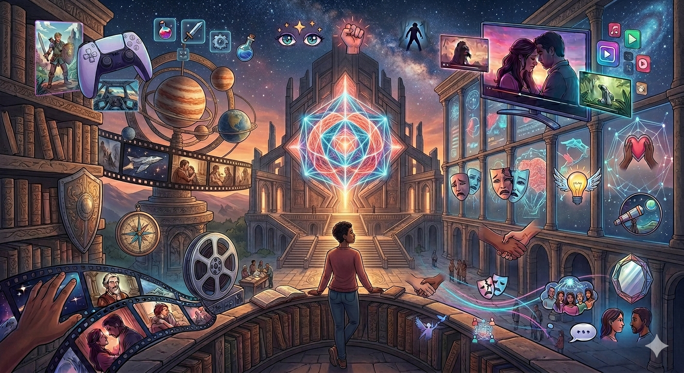 Visual representation of media influence on creativity, emotion, and perspective for Sparks blog section