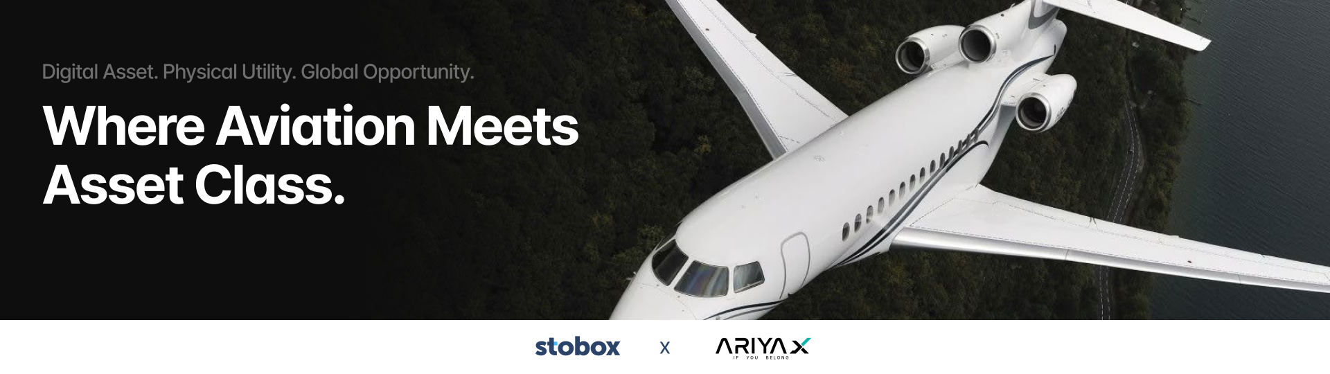 AriyaX private jet blockchain aviation services tokenization announcement.