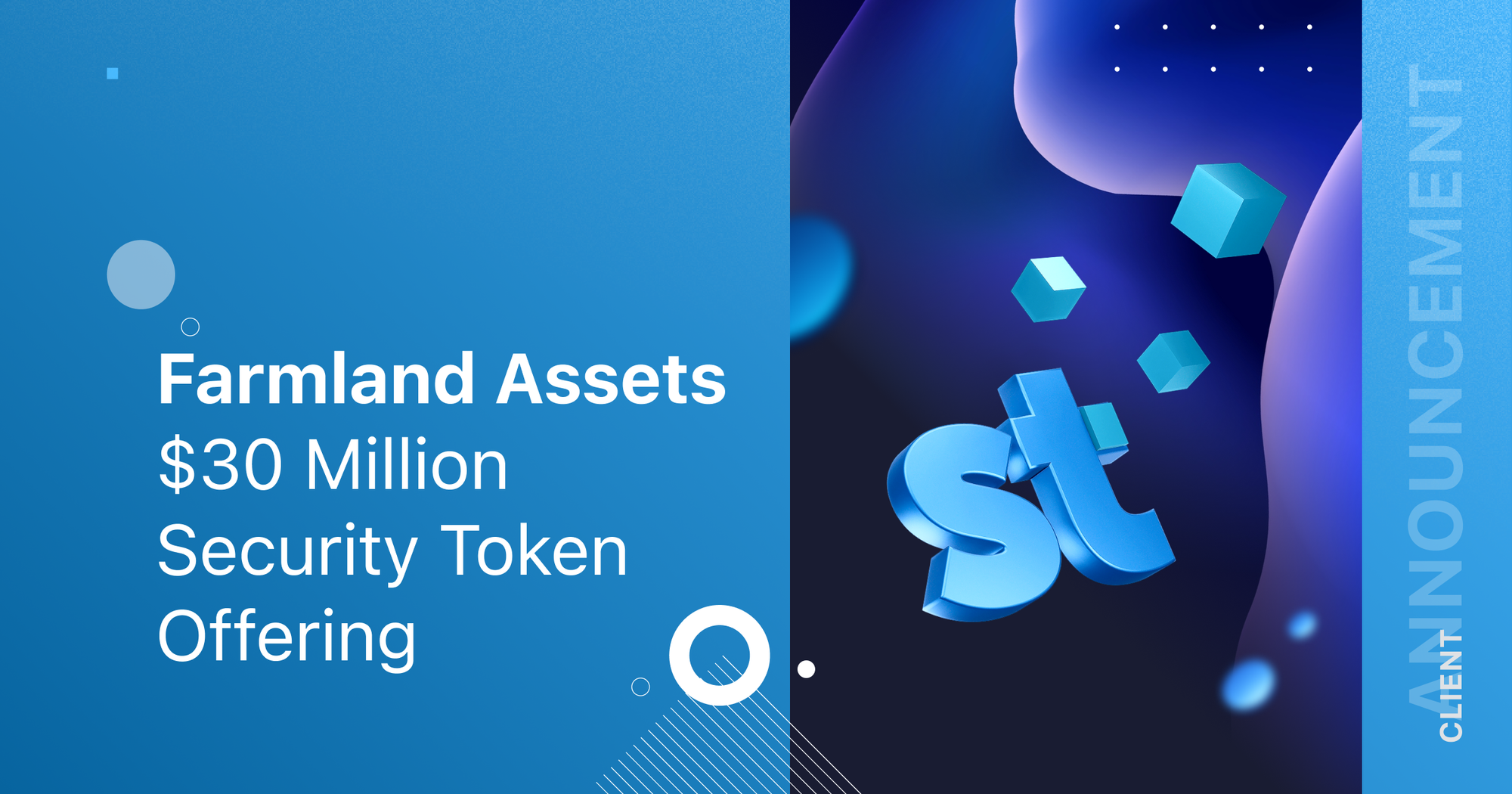 Stobox conducts Security Token Offering for agricultural firm Farmland Assets.