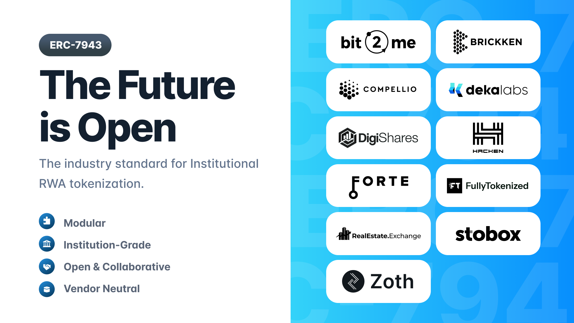 ERC-7943 RWA tokenization standard with Stobox and industry partners.