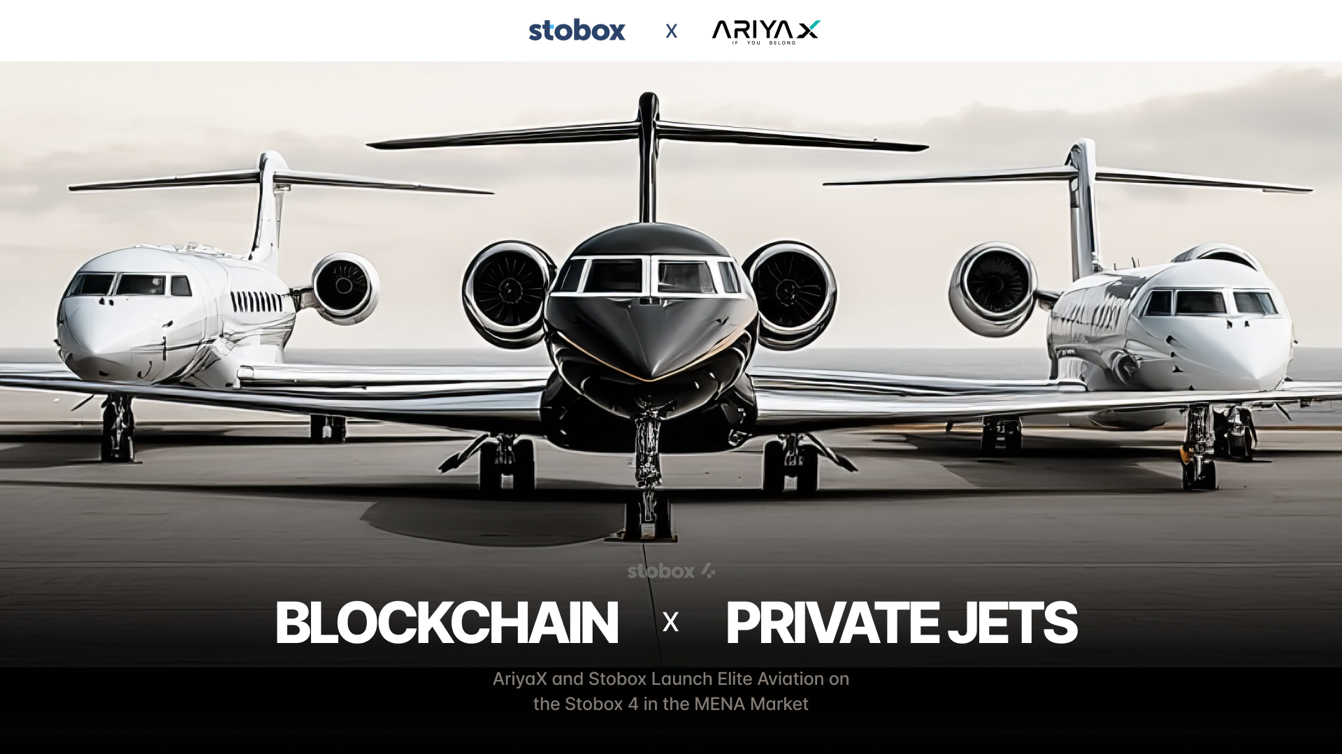 AriyaX private jet aviation tokenization blockchain Stobox partnership announcement.