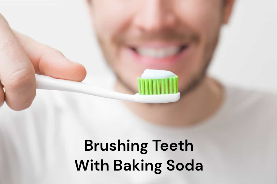 brushing teeth with baking soda