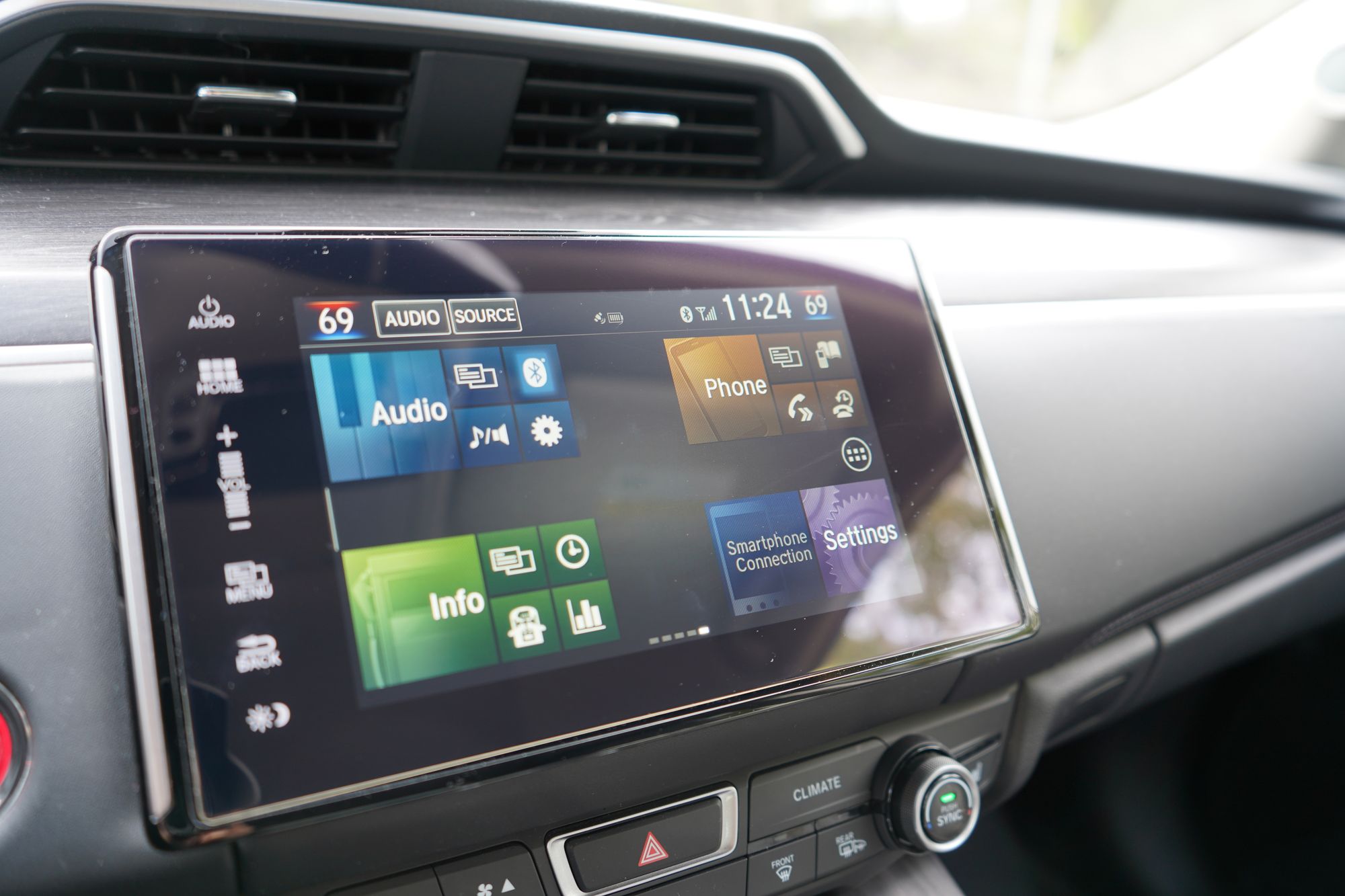 Closeup of center infotainment display
