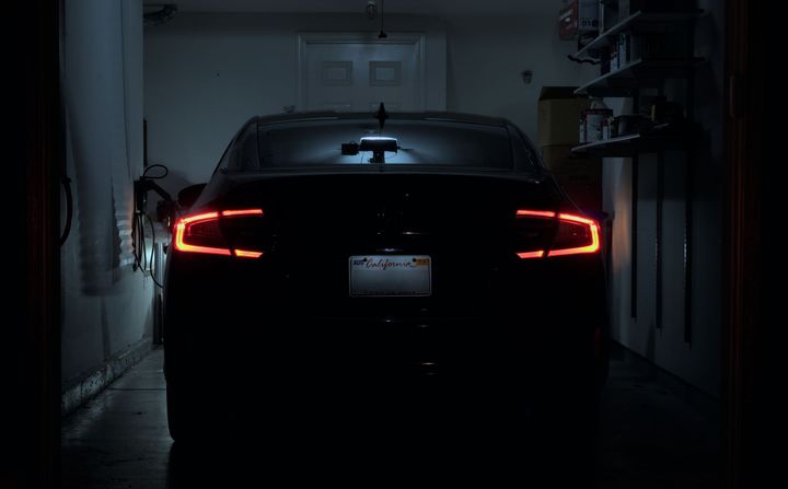 Rear shot of the 2019 Honda Clarity PHEV in a garage