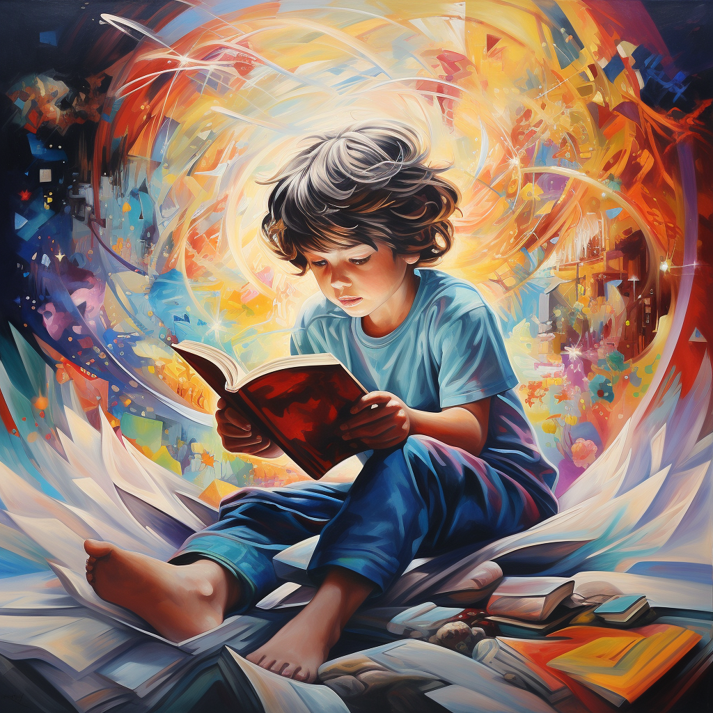 Ein Junge liest ein Buch