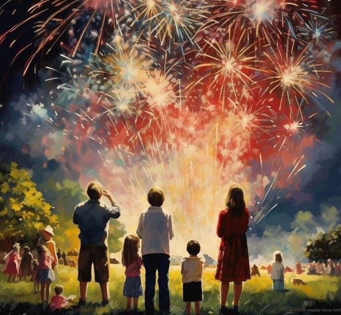 Eine Familie feiert Silvester