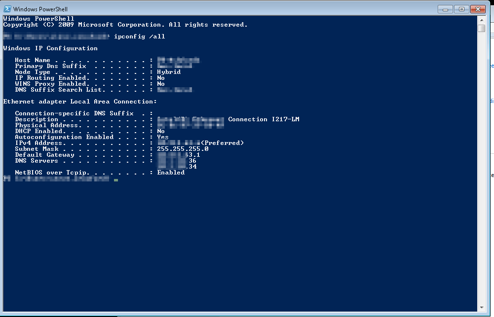 nothing wrong with ip config