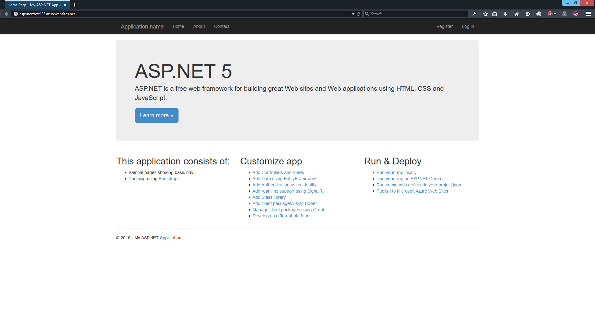 running on azure website