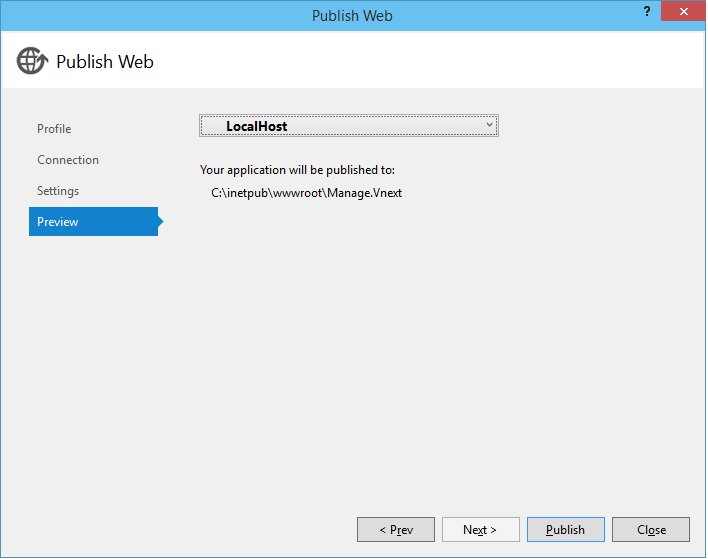 publish settings finish