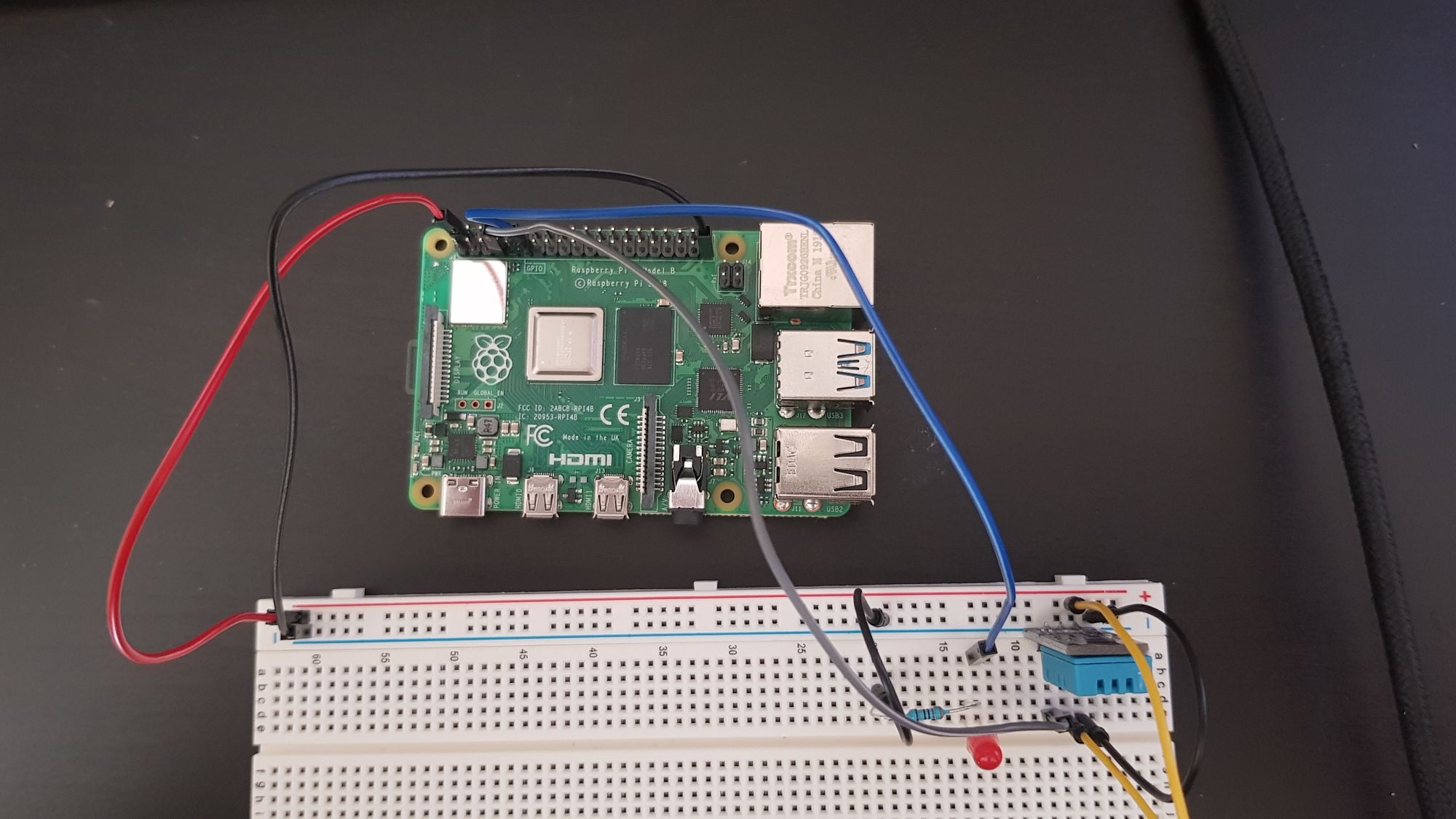 pi wired to breadboard