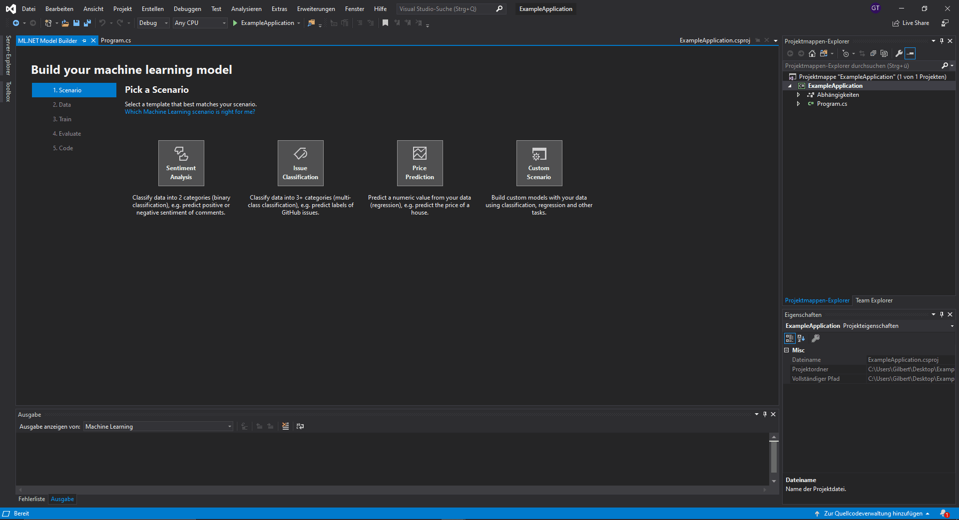 Model Builder window